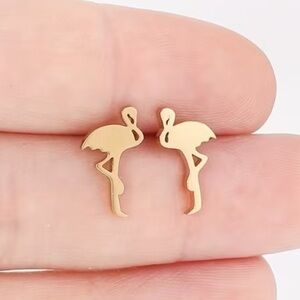 Flamingo Gold Toned Stud Earrings